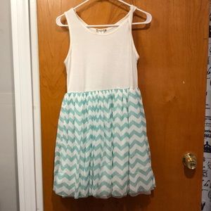 Knitworks turquoise and white chevron dress